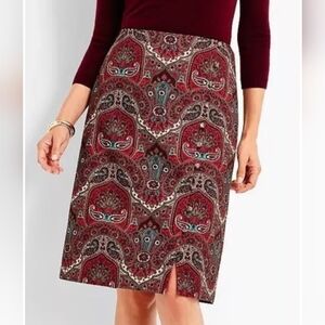 Talbots Career‎ Classic Geometric Print Casual Nwot Midi Skirt Size 2